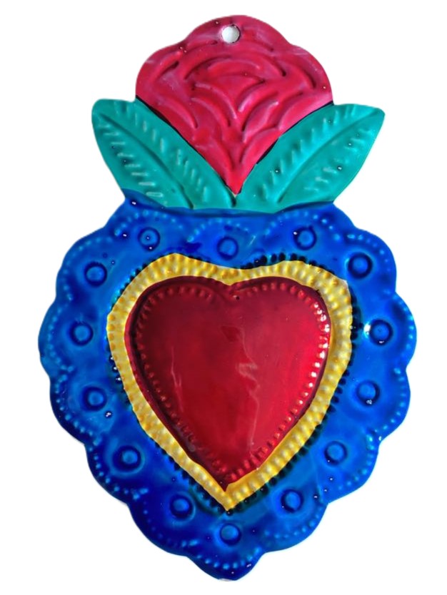 Mexican Tin Hearts - Carnation on Top