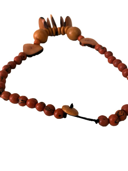 Artisan-Made Burnt Orange Colour Tagua Nut Necklace - One-of-a-Kind Eco Jewelry