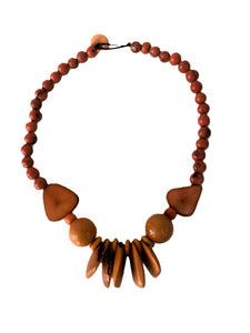 Artisan-Made Burnt Orange Colour Tagua Nut Necklace - One-of-a-Kind Eco Jewelry