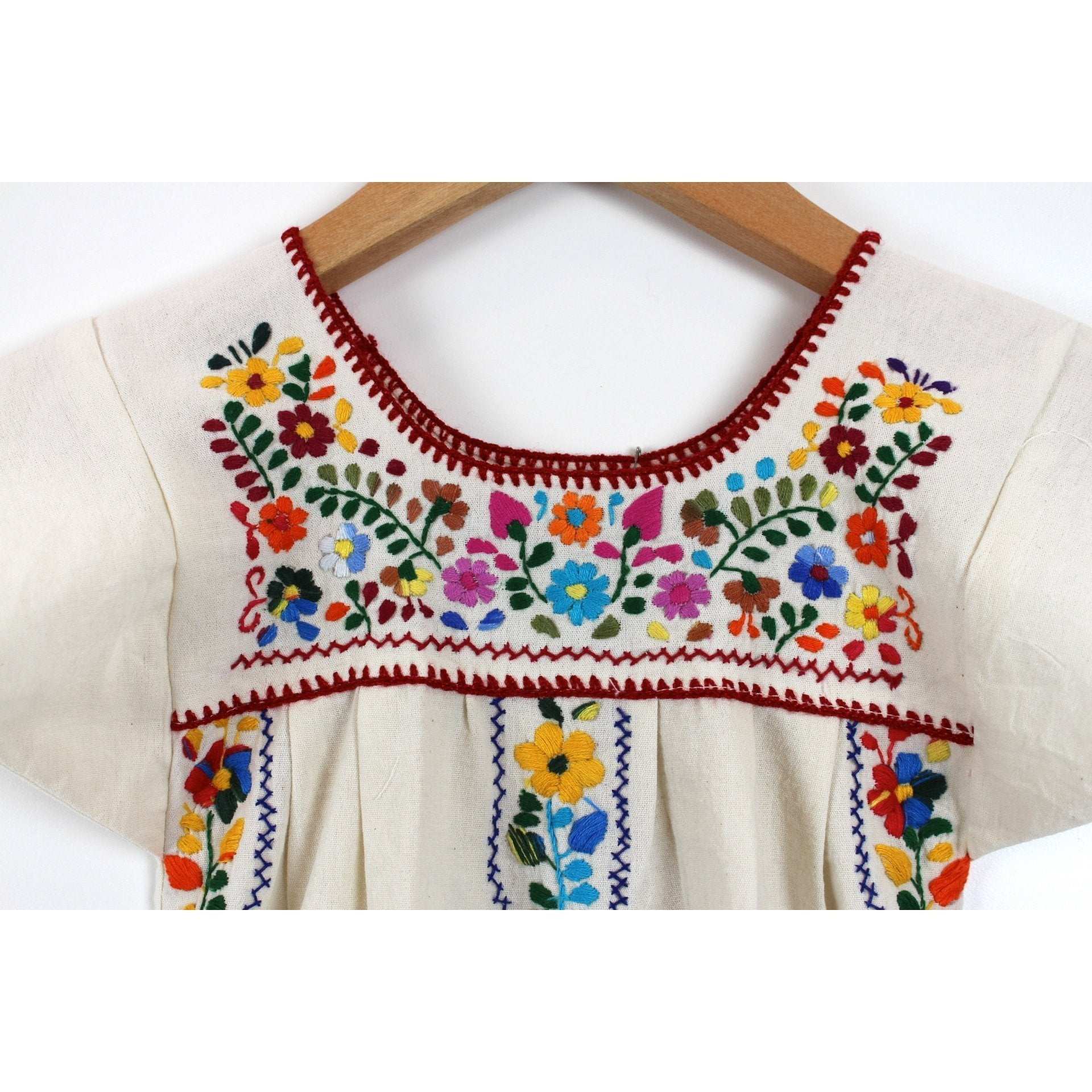 Adult Dress: Organic Cotton Mexican Embroided Boho - Colours of Mexico