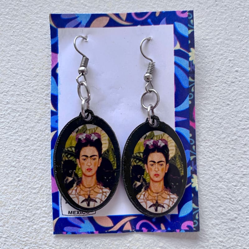 Frida Kahlo Wooden Earrings - Balsa Wood - Made in Mexico -