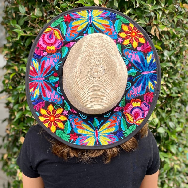 Mexican Artisanal Hat Embroidered Floral Fedora Style -