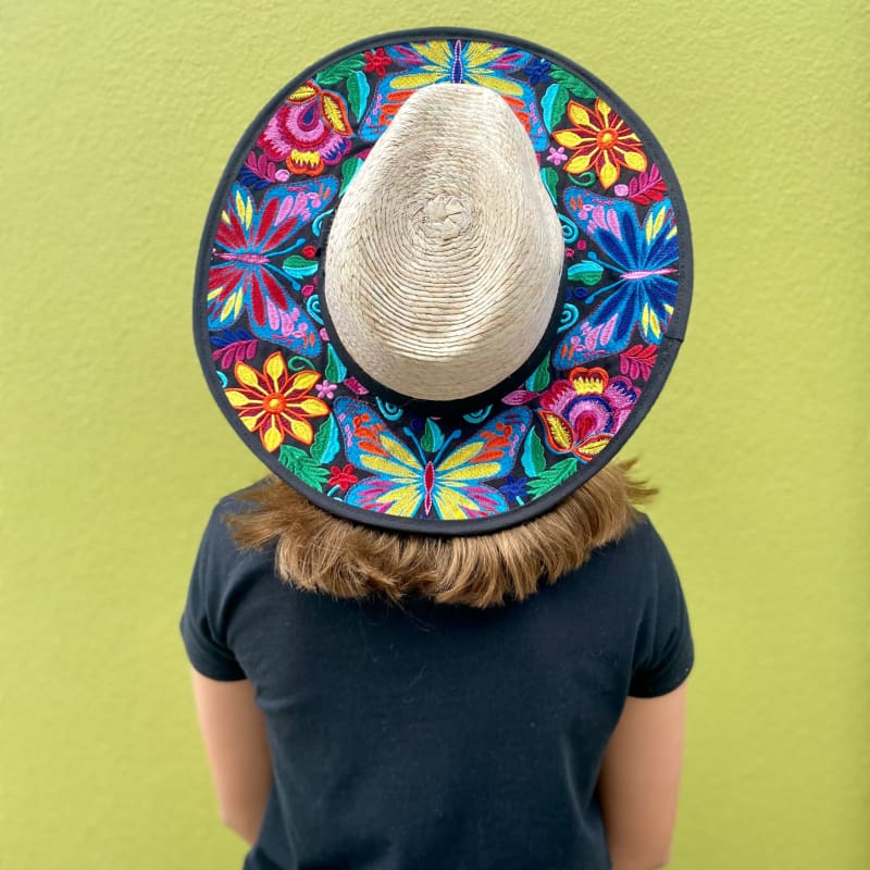 Mexican Artisanal Hat Embroidered Floral Fedora Style -