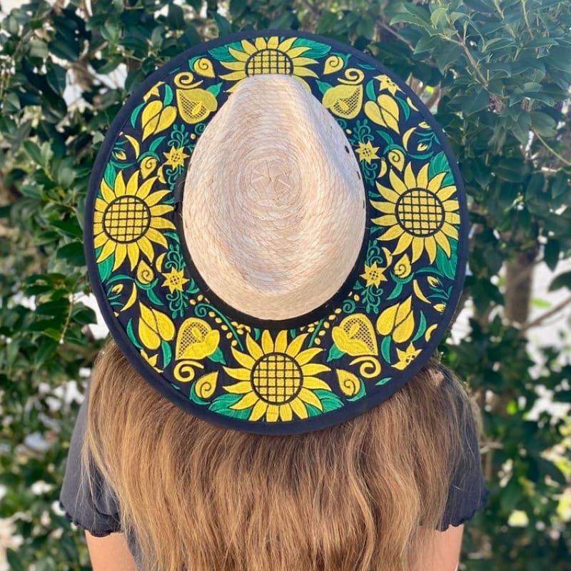 Mexican Artisanal Hat Embroidered Floral Fedora Style -