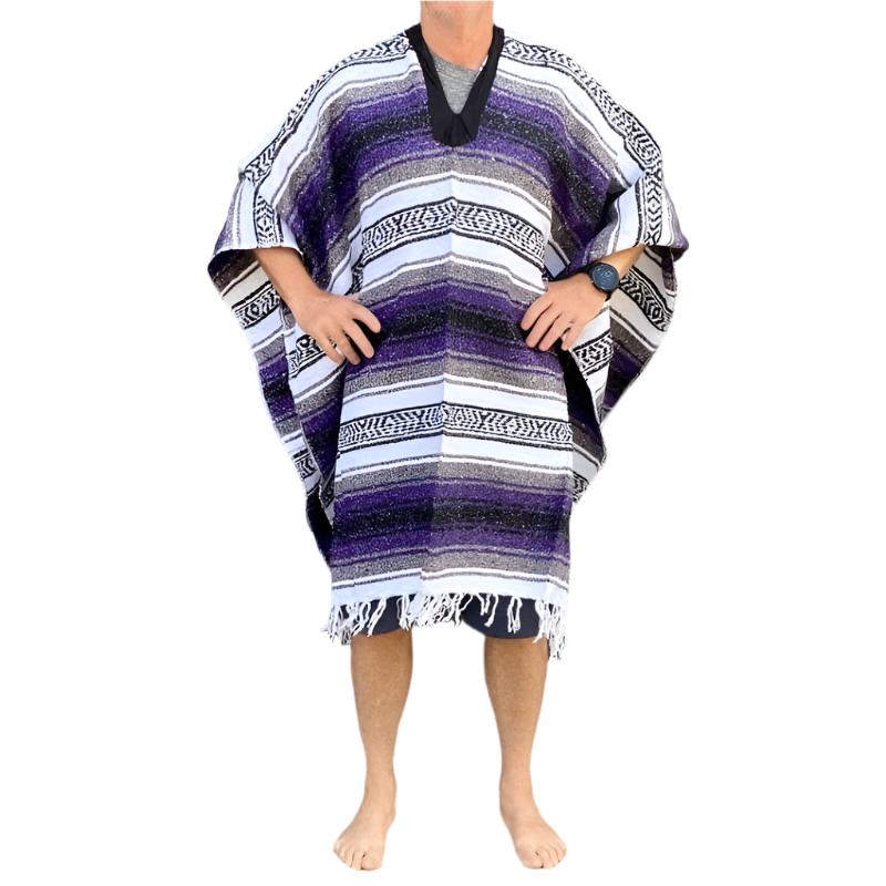 Mexican Poncho Western Clint Eastwood Purple & Grey - poncho