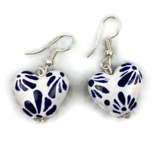 Talavera Handmade Heart Earrings - jewellery