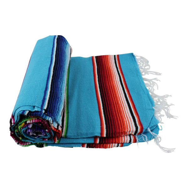 Light Blue Mexican Sarape Blanket - Colours of Mexico