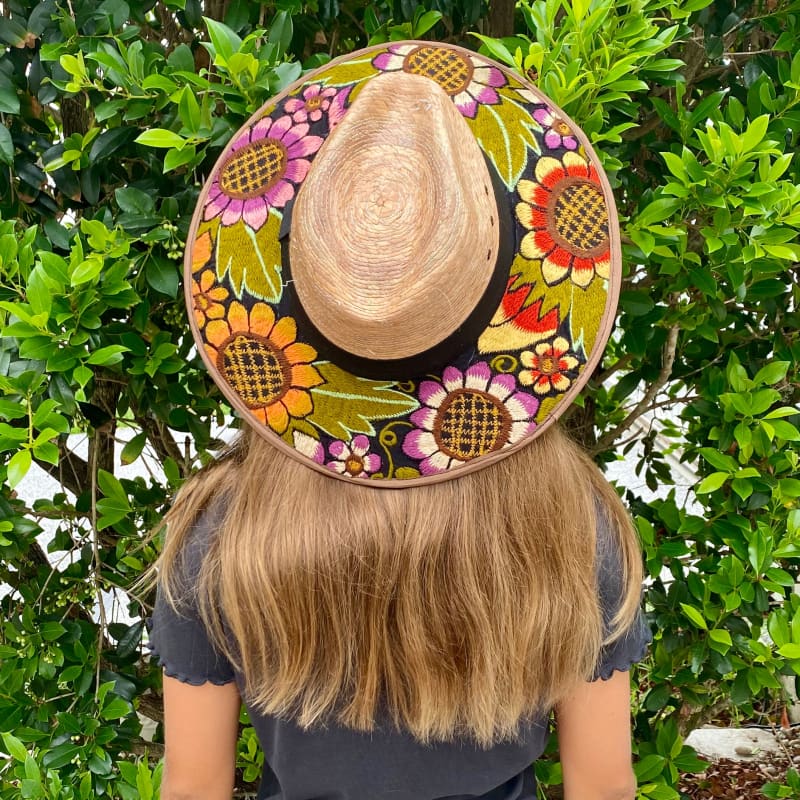 Mexican Artisanal Hat Embroidered Floral Fedora Style -