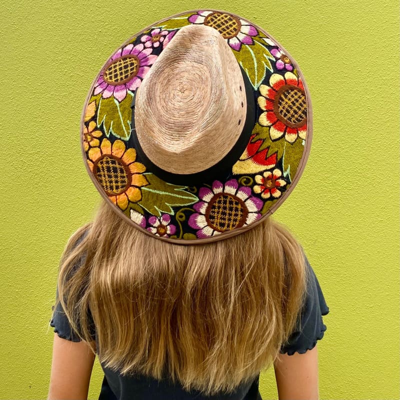 Mexican Artisanal Hat Embroidered Floral Fedora Style -