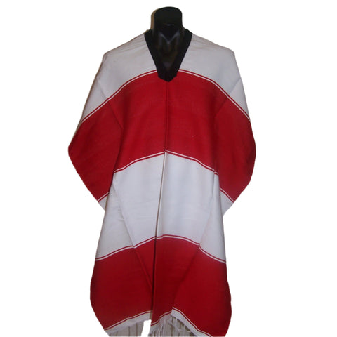 Mexican Poncho Red & White - Colours of Mexico