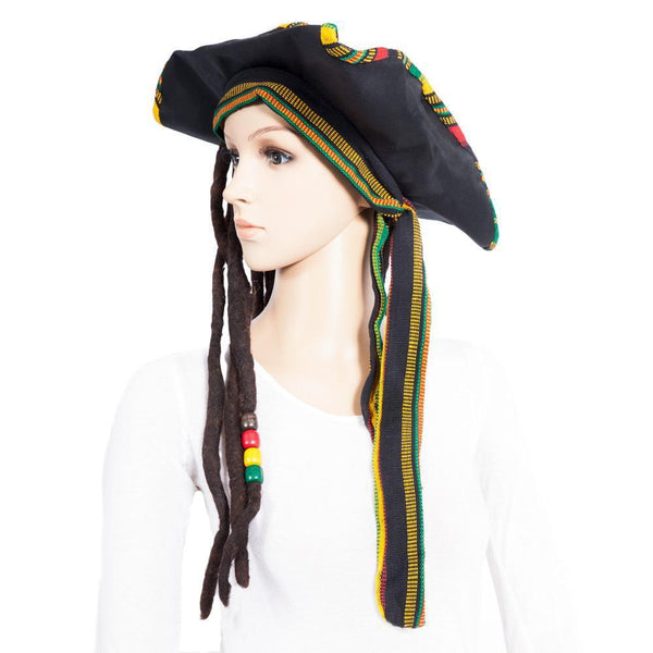 Pirate Rasta Hat with Dreads: Captain Sparrow Style - Colours of Mexico